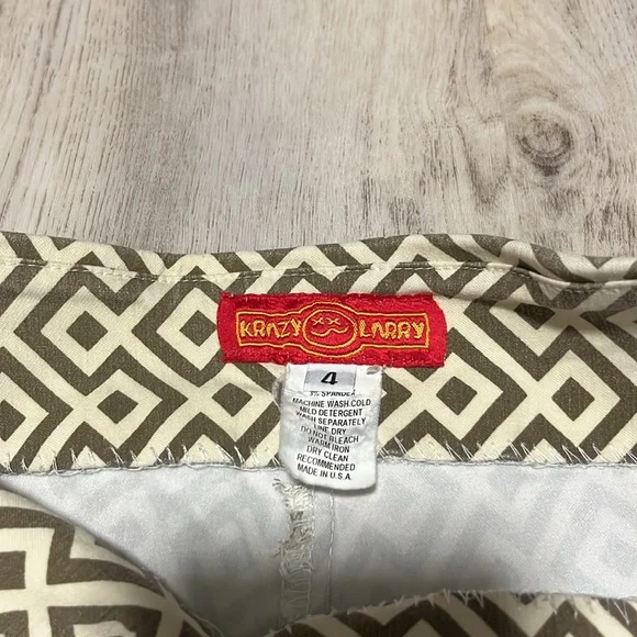 Krazy Larry Brown Tan Geometric Pull On Ankle Pants 4 - Picture 4 of 5